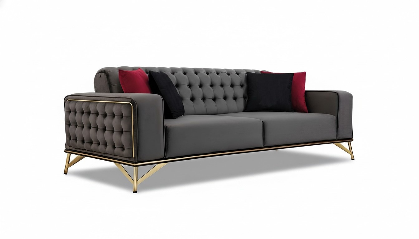 Designer Sofa 3 Sitzer Chesterfield Couch Polster Sofas Design Braun