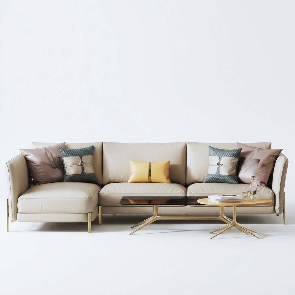 Designer Sofa Couch Ecksofa mit Hocker Polster Garnitur Wohnlandschaft