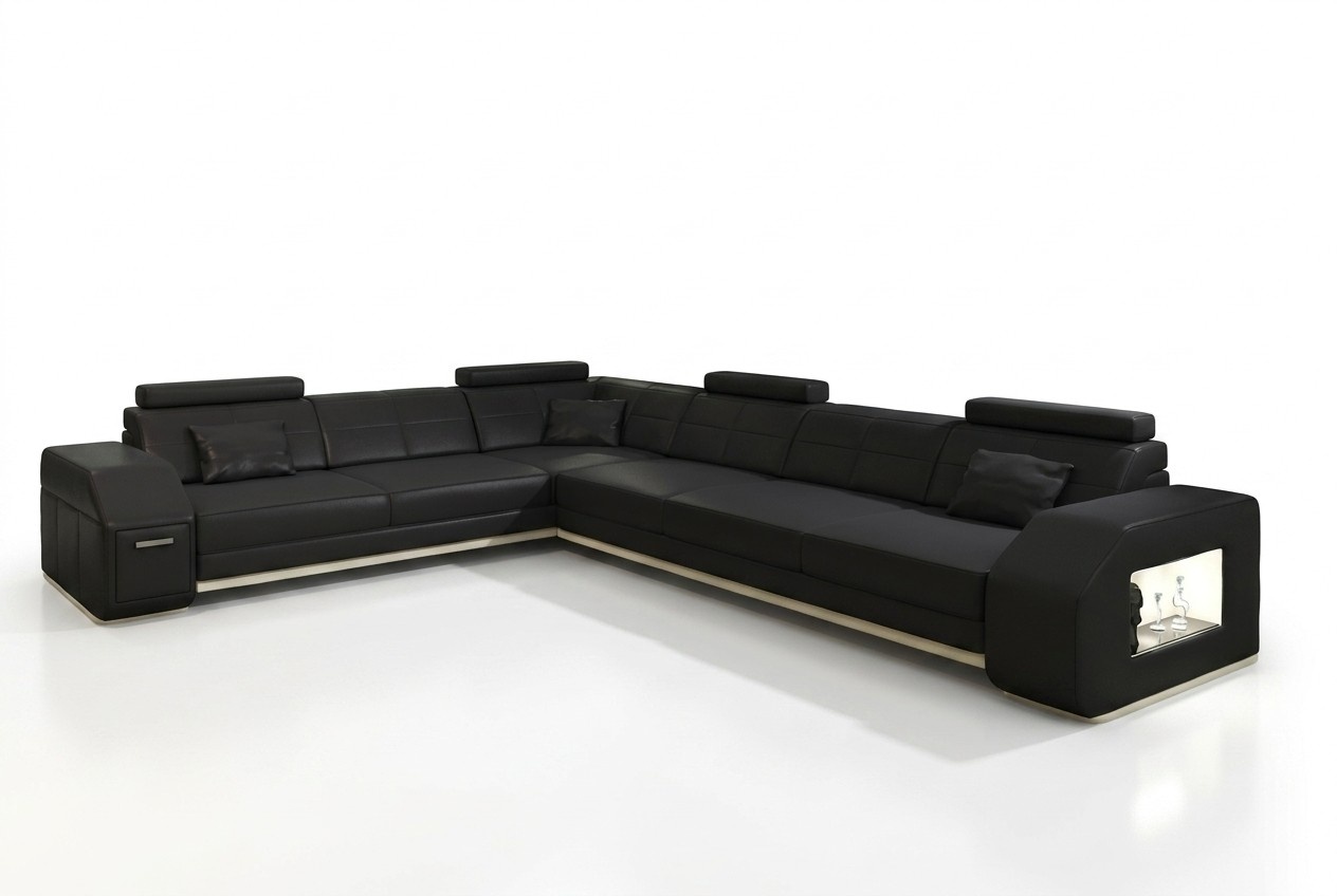 Designer Sofa Couch Ecksofa Leder Textil Polster Garnitur Wohnlandschaft