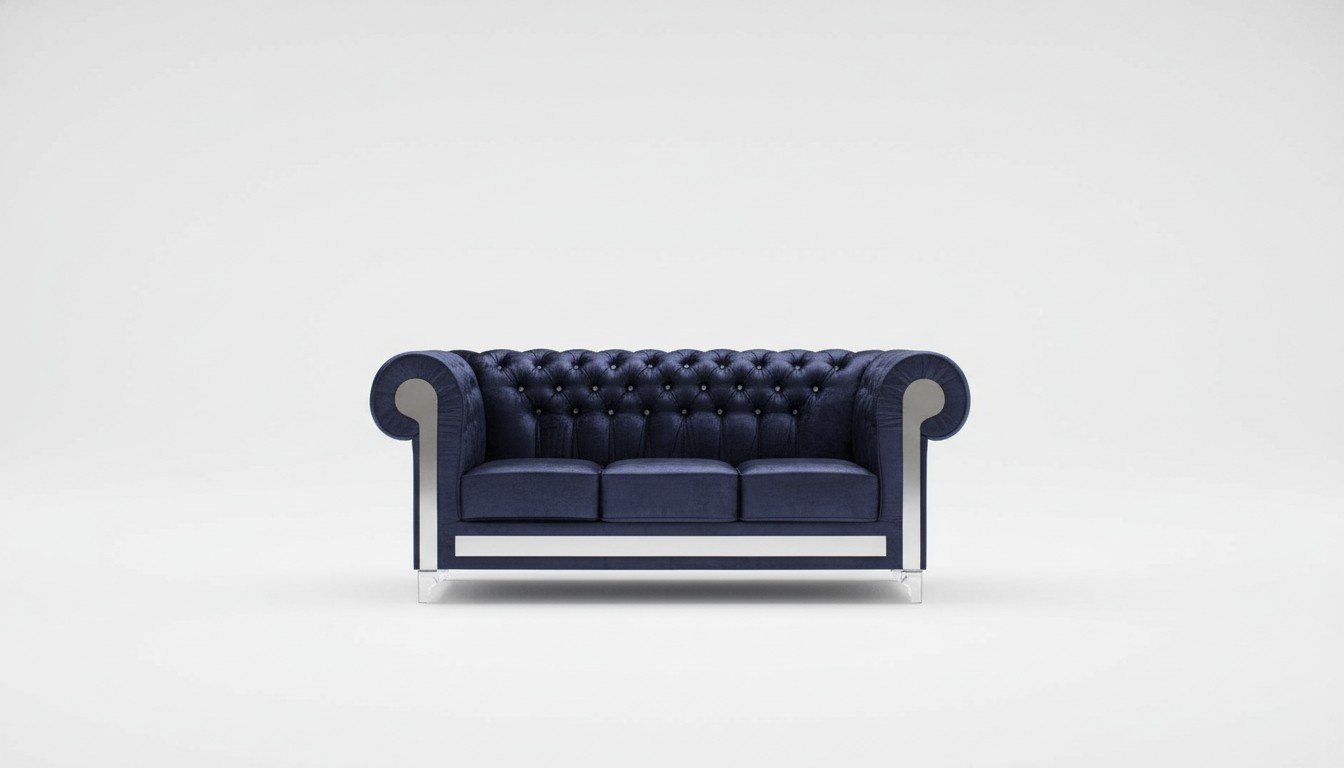 Designer Sofagarnitur Glaselemente Chesterfield Polster Sofa Couch