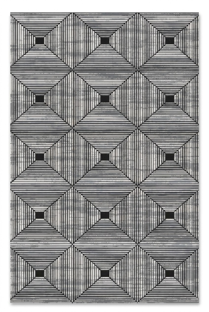 Designer Teppich Moderner Geometrisches Schwarz 3D Effekt Wohnzimmer