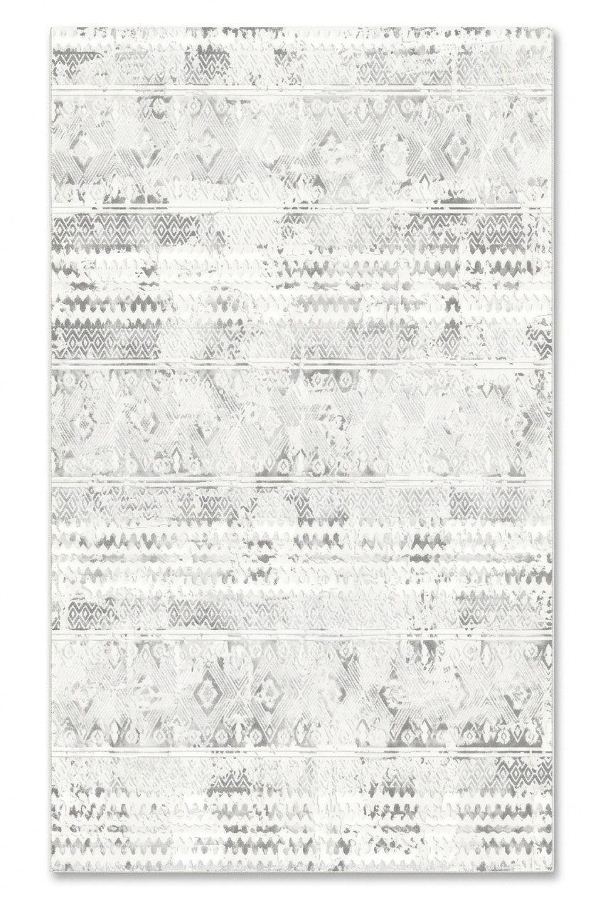 Designer Teppich Wohnzimmerteppich Orientalisch Muster Kurzflor Grau
