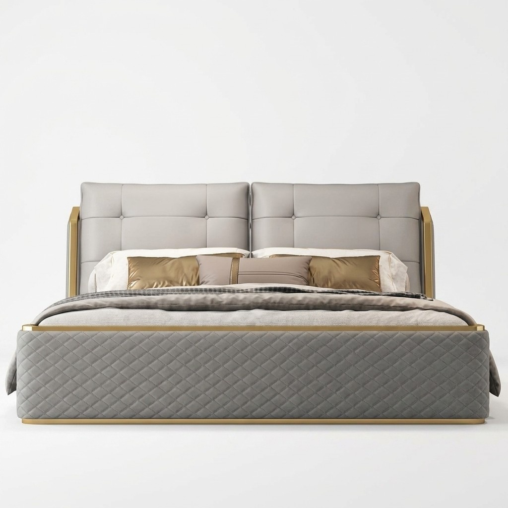 Designer Weißes Schlafzimmer Bett Luxus Doppelbetten Holzgestell Modern