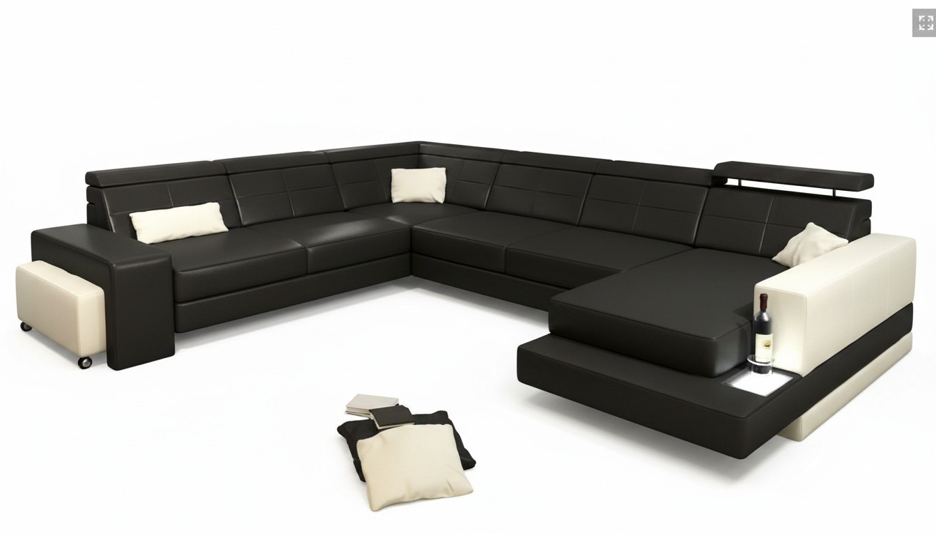 Designer Wohnlandschaft U-Form Couch Ecksofa Polster Garnitur Eckgarnitur