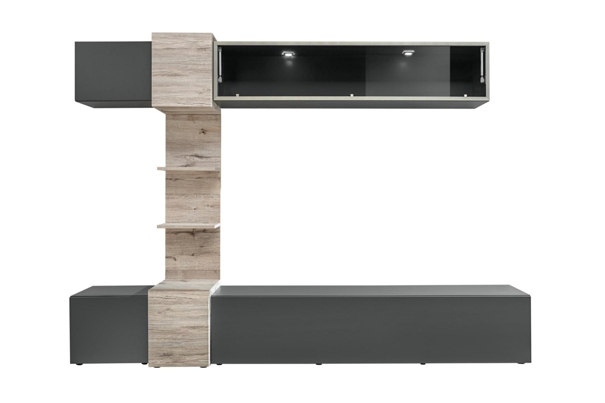 Designer Wohnzimmer Modern Set Wohnwand Wand Regale Grau TV-Ständer