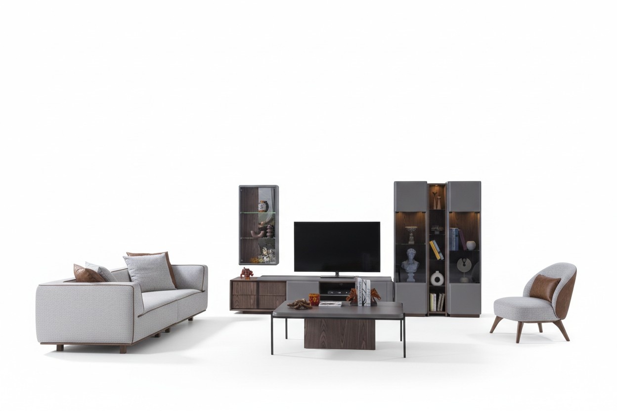 Designer Wohnzimmer Set 7tlg. Modern Wohnwände Wohnzimmer Wandschrank