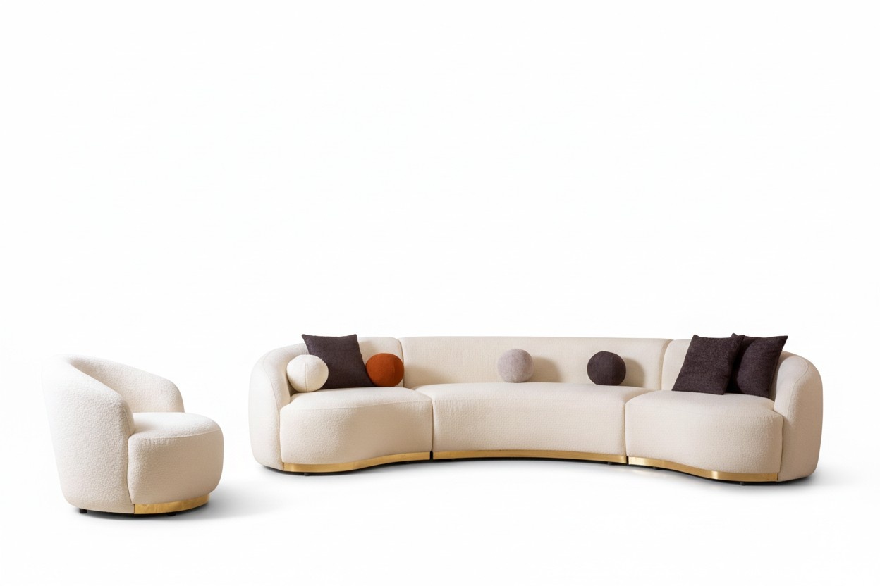 Designer Wohnzimmer set Modern Sofagarnitur Rund sofa + 1 Sitzer 2tlg