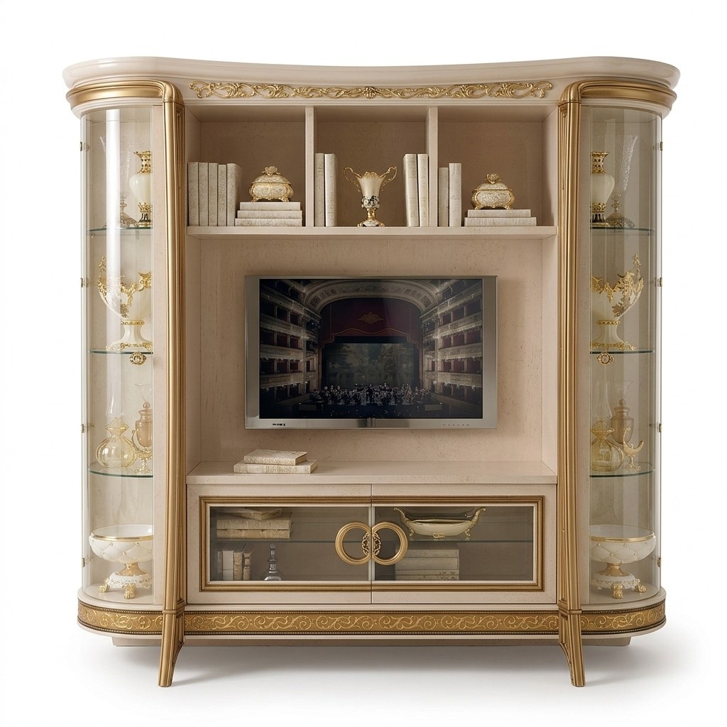 Designer Wohnzimmer TV Anbauwand Medienwand Fernsehwand Fernsehschrank Wohnwand