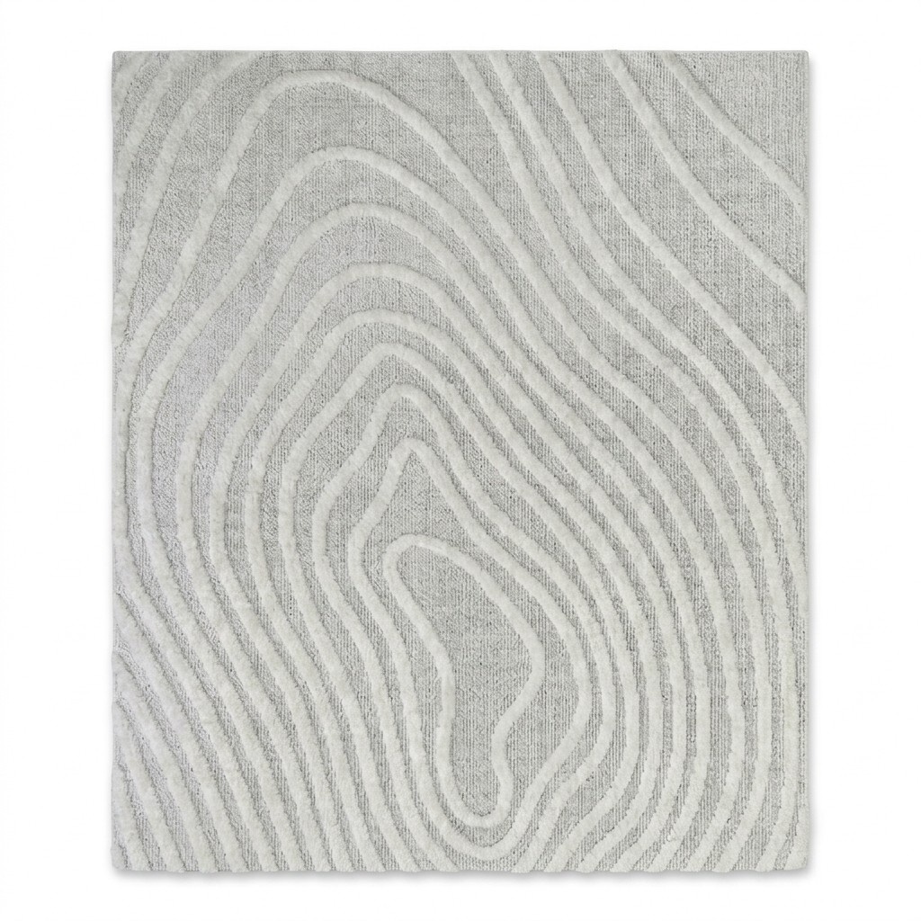 Designer Wohnzimmerteppich Teppich Linien Abstrakter Muster Grau Kurzflor