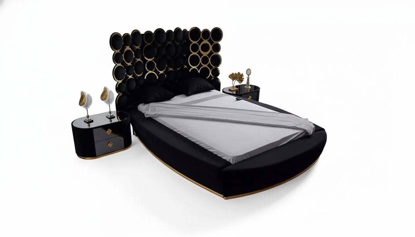 Designerbett Textilbetten Schlafzimmer Doppelbett 200x200cm Bettrahmen