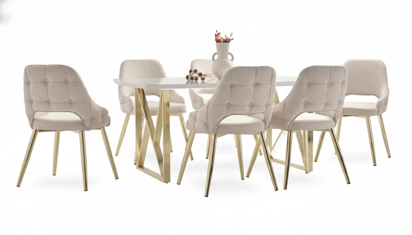 Designstuhl Garnitur Stuhl Set Esszimmer Stuhlgruppe Lounge Tisch 7tlg