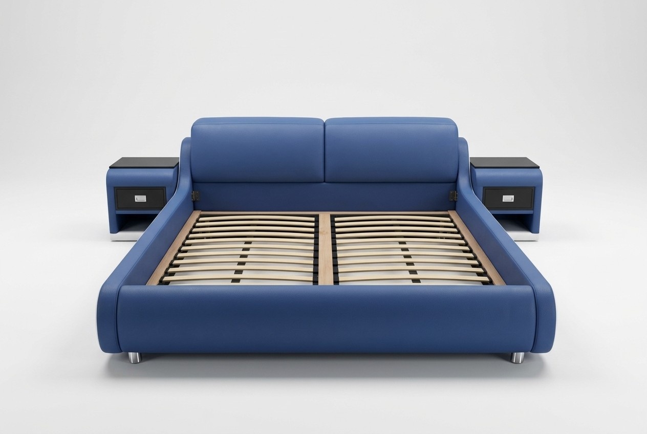 Doppel Luxus Design Leder Bett Polster Betten Moderne Hotel Multifunktion