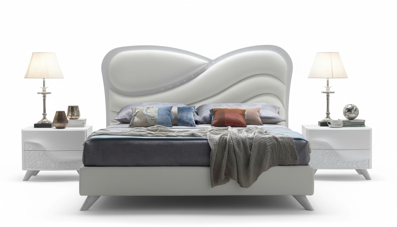 Doppelbett Bett Bettrahmen Bettgestelle Weiß Doppel Modern Luxus Italy Stil Neu