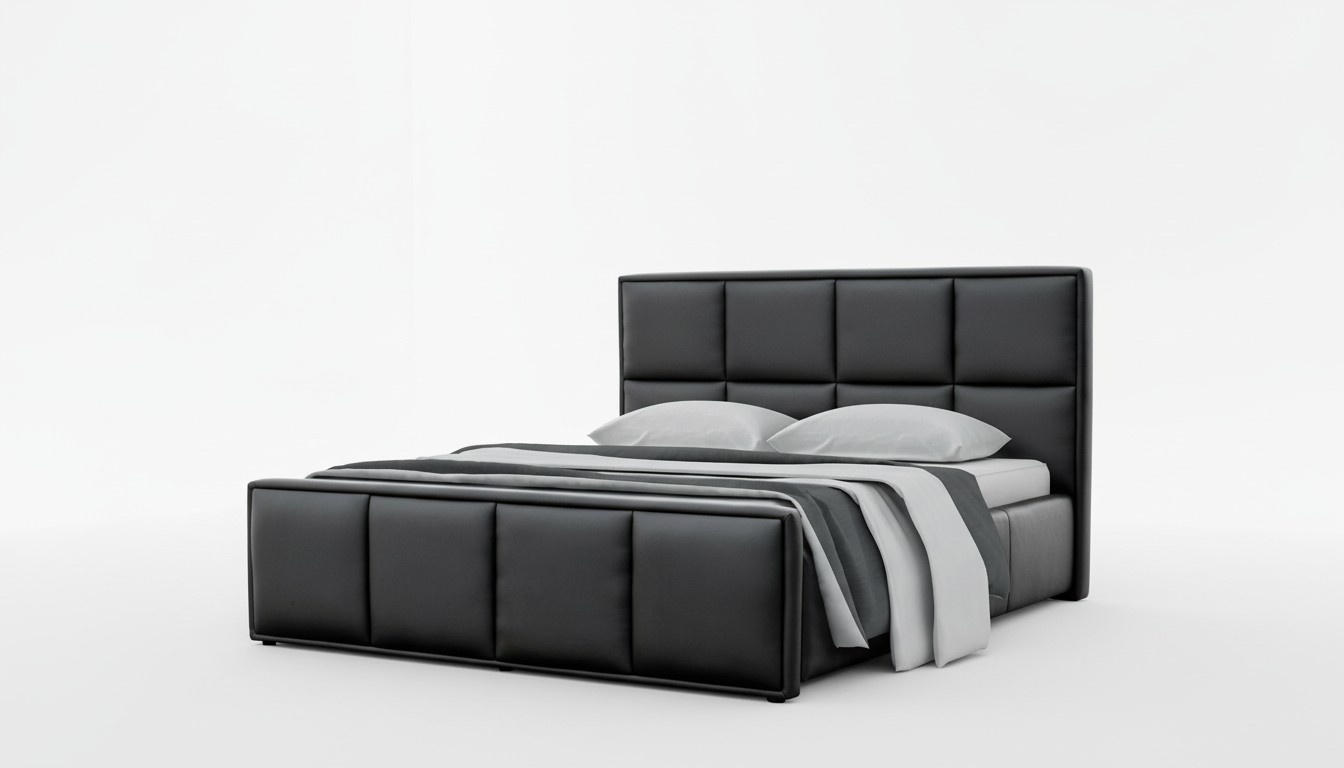 Doppelbett Bettrahmen Bett Möbel Polsterbett Betten Polyester Modern Schwarz