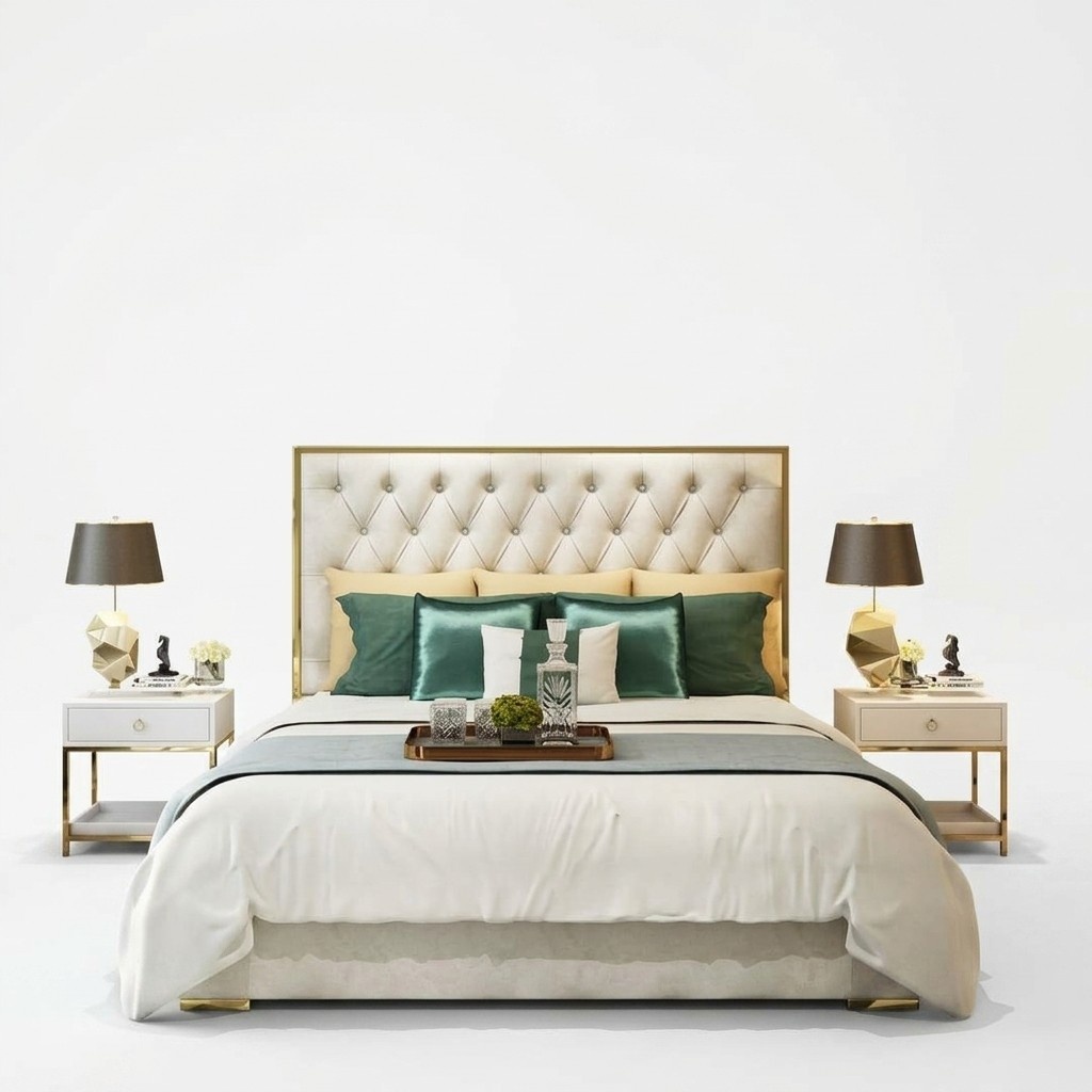 Doppelbett Schlafzimmer Hotel Ehe Luxus Bett 2x Nachttisch 3tlg. Set