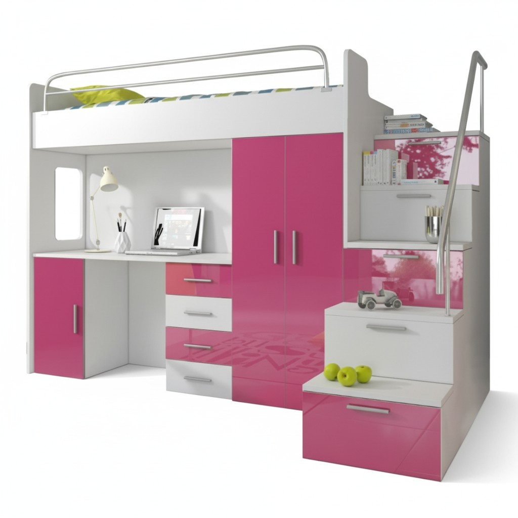 Doppelstockbett Etagenbett Bett Kinderbett Jugendbett Hochbett Rosa Kinderzimmer
