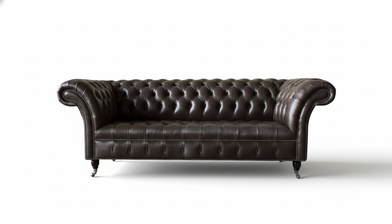 Dreisitzer Chesterfield Sofa 3 Sitzer Sofas Braun Leder Wohnzimmer Luxus