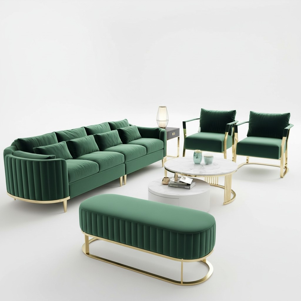 Dreisitzer Couch Polster Design Sofa 3er Sitz Sofas Zimmer Möbel Grün