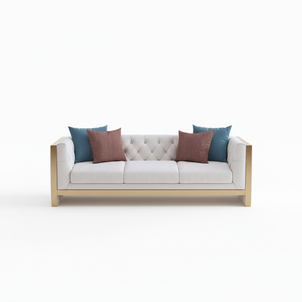 Dreisitzer Couch Polster Design Sofa 3er Sitz Sofas Zimmer Chesterfield Beige