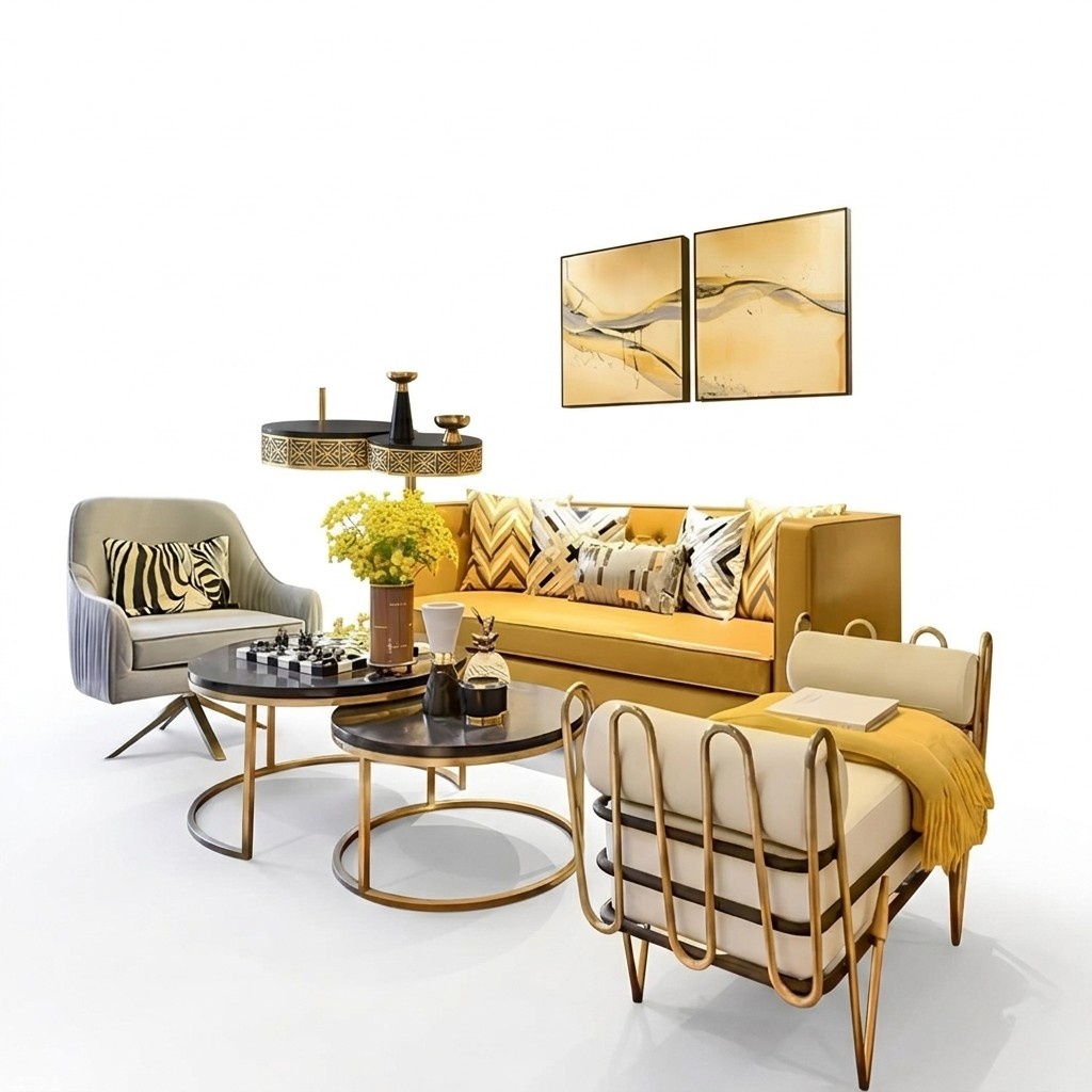 Dreisitzer Couch Polster Design Sofa 3er Sitz Sofas Zimmer Möbel Gelb