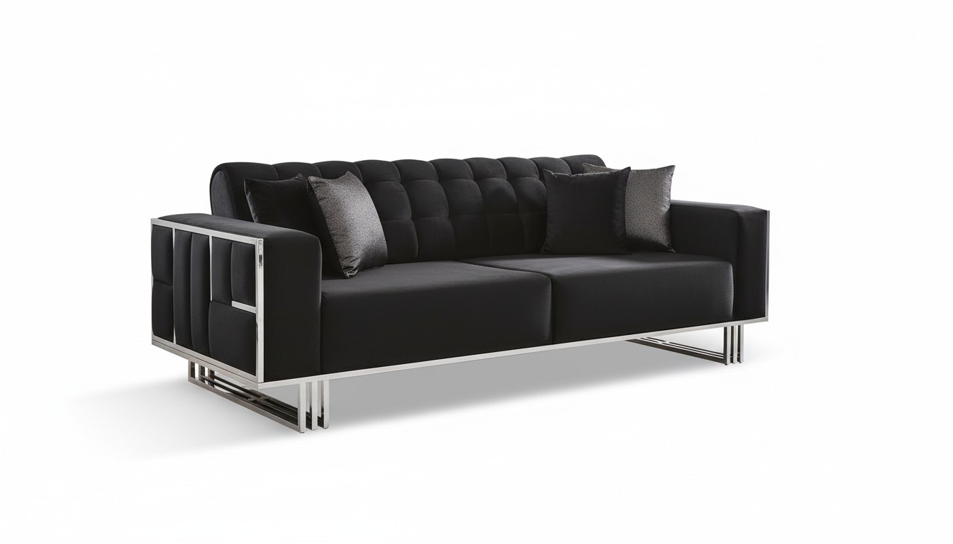 Dreisitzer Couch Sofa Möbel Einrichtung Couchen Sofas Schwarz Polster