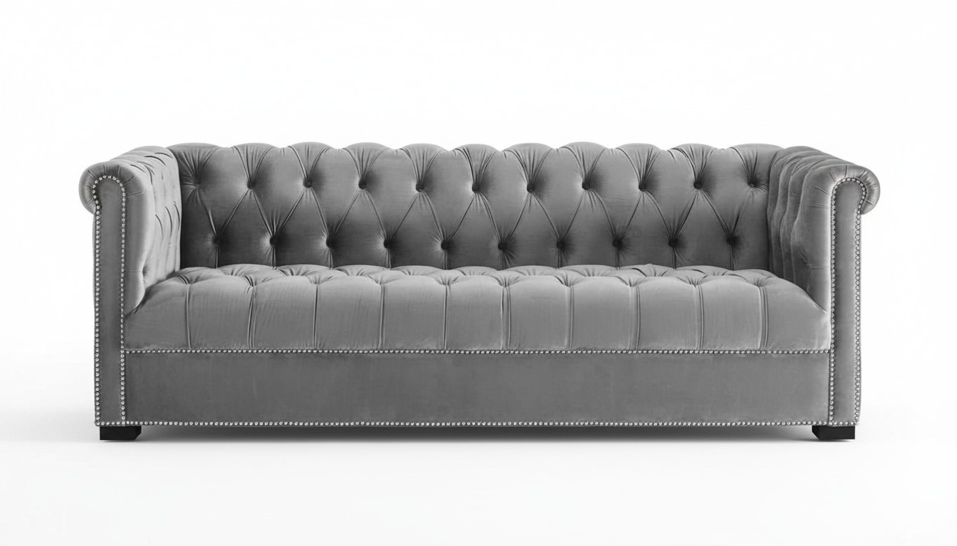Dreisitzer Grau Chesterfield Wohnzimmer Modern Design Sofa Neu Original Möbel