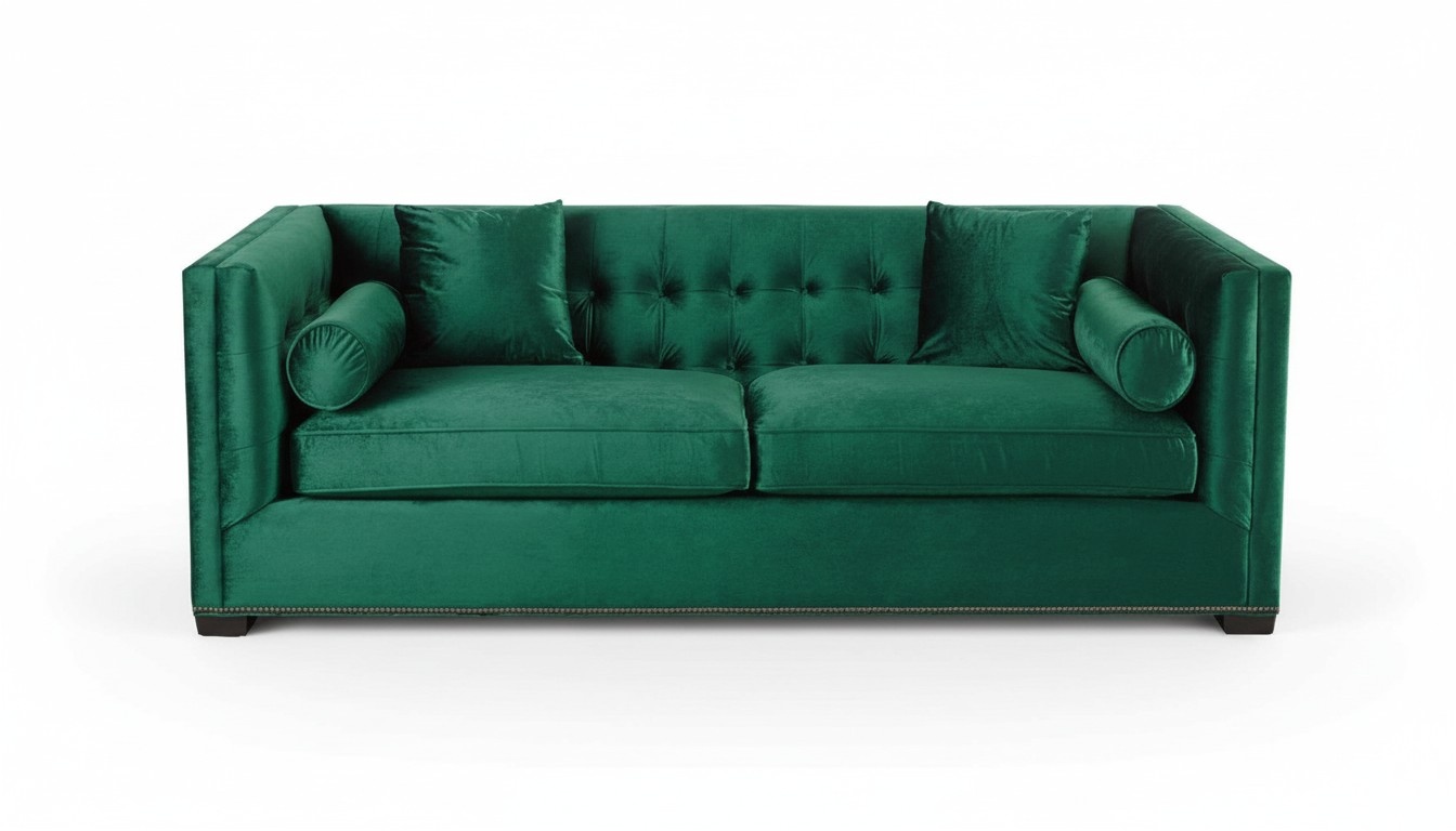 Dreisitzer Grün Stoff Polster Sofa Sofas Chesterfield Wohnzimmer Design Couchen