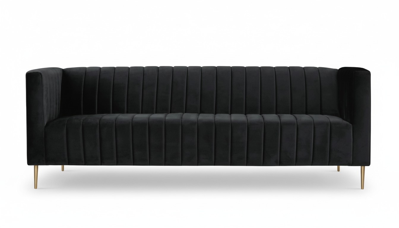 Dreisitzer Stoff Wohnzimmer Design Couchen Polster Sofa Sofas Schwarz Neu Textil