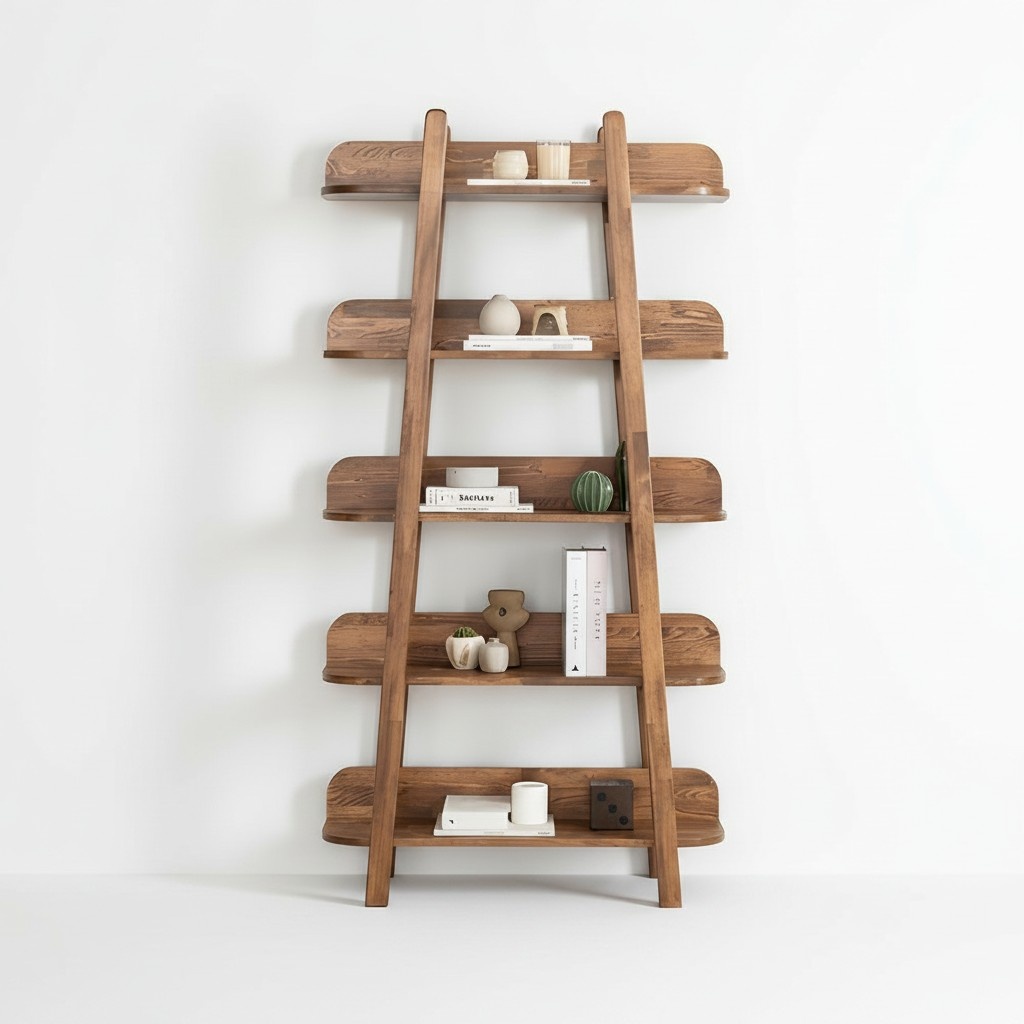 Dunkelbraues Bücherregal Wohnzimmer Designer Holz Möbel Ablageregale