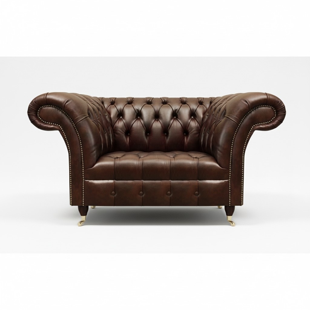 Dunkelbrauner Chesterfield Einsitzer Wohnzimmer Polstersessel Luxus Möbel