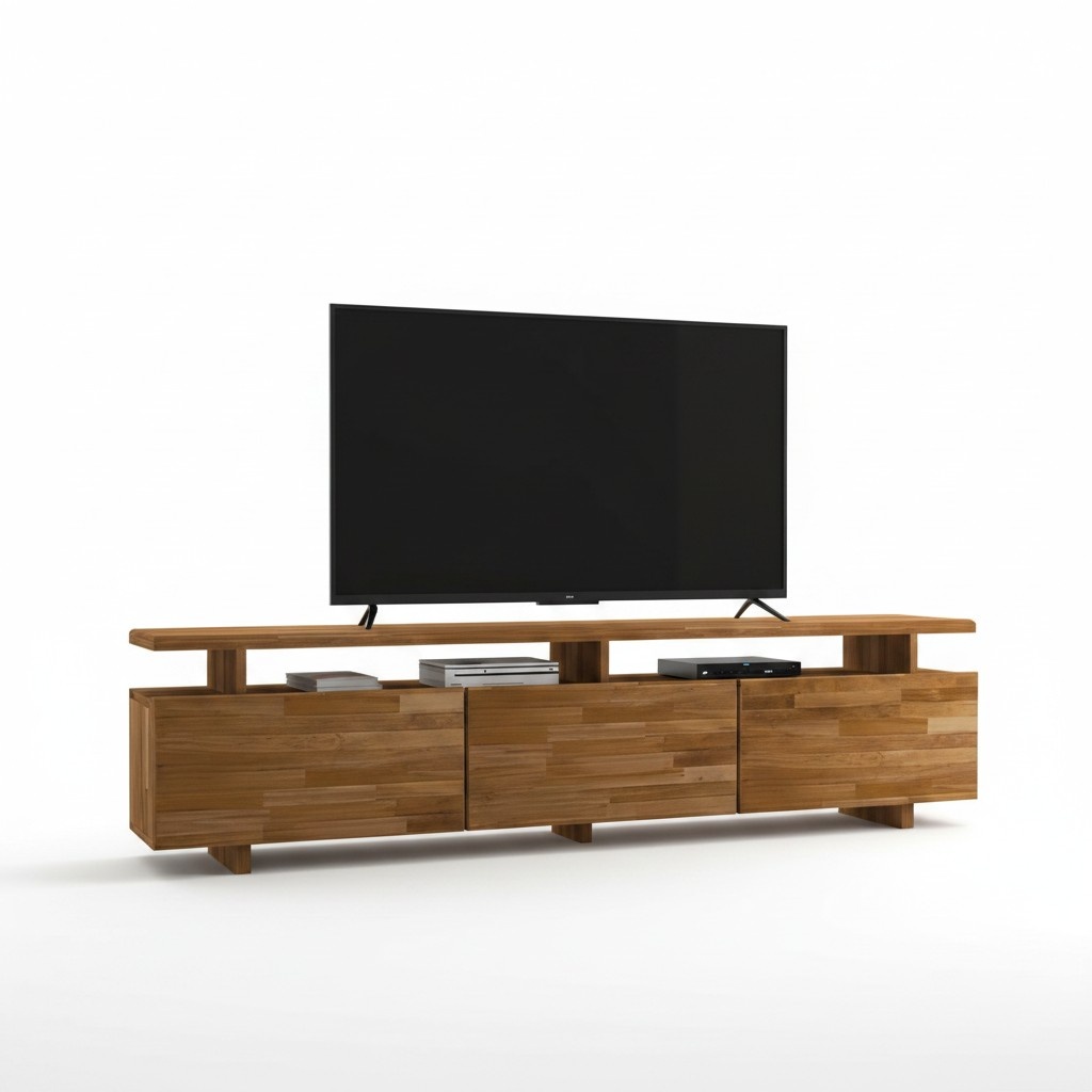 Dunkelbrauner TV-Ständer Wohnzimmer Sideboard Robustes Lowboard Möbel