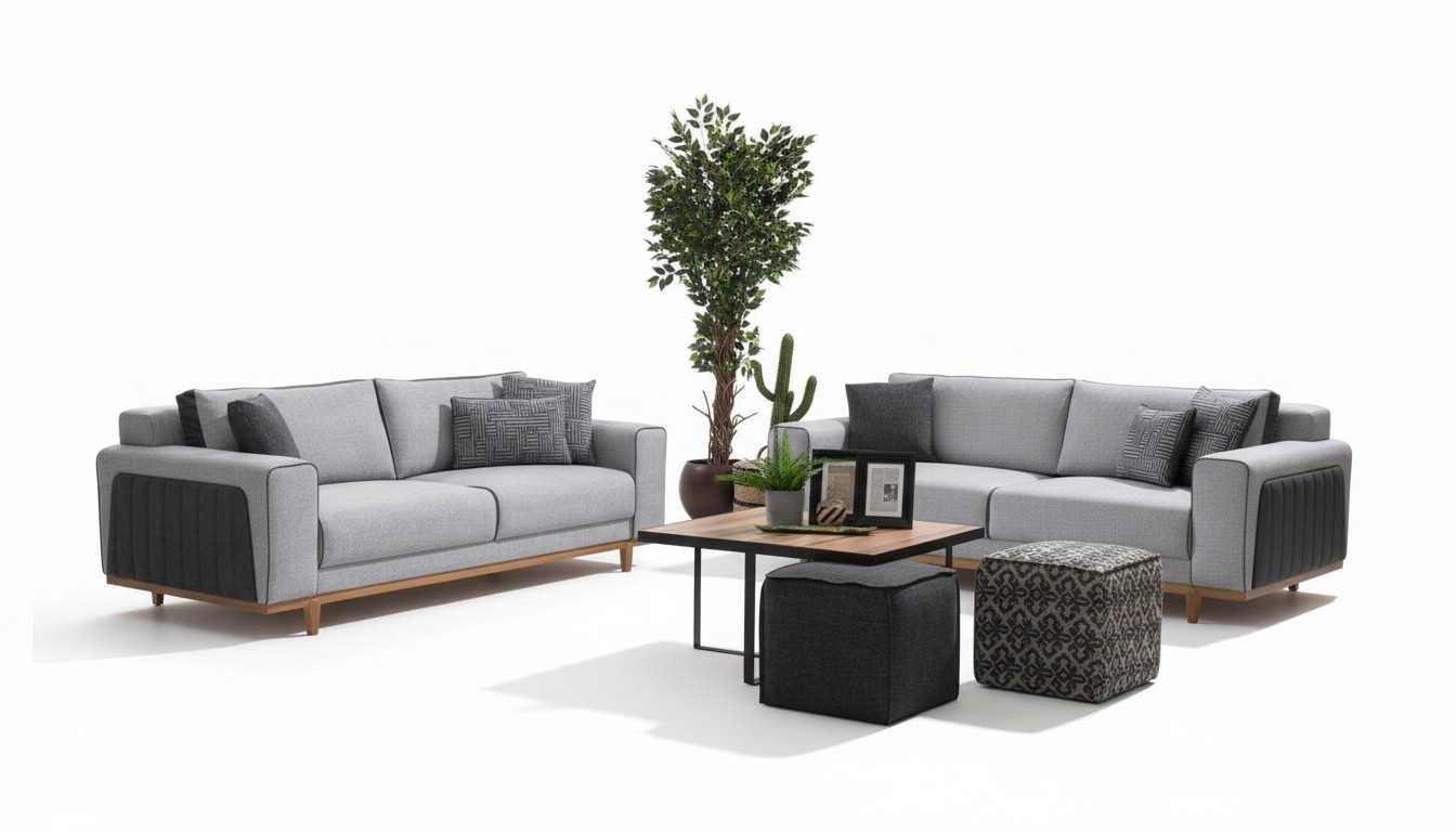 Duosofa aus Stoff Couch Polster Gemütliche Stoff-Couch Zweisitz-Stoffsitzbank