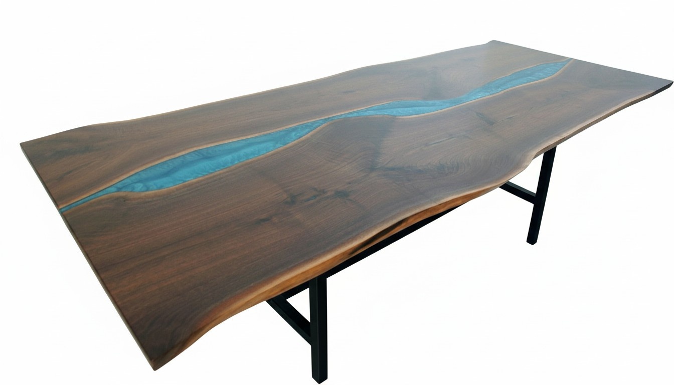 echtes holz wasserfall tisch epoxid harz esstisch epoxy tische massive möbel