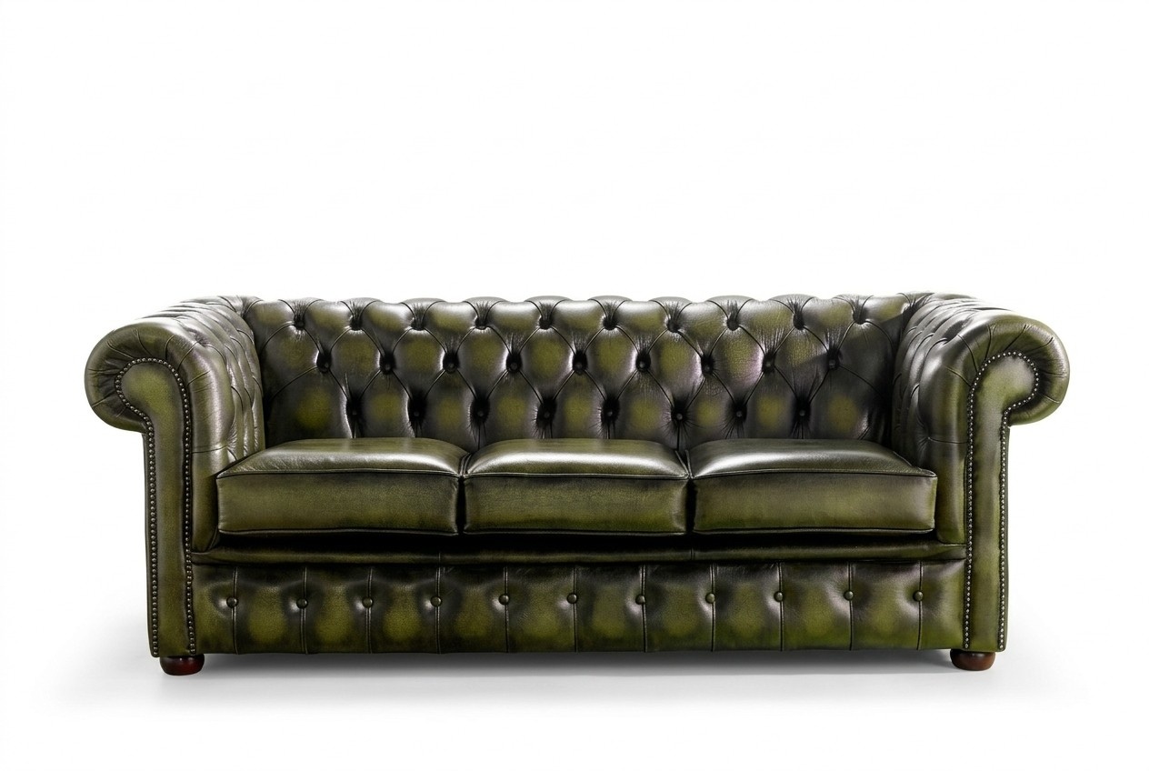 Echtes Leder Sofa 3 Sitzer Couch Grün Sofas Couchen Polster Sitz