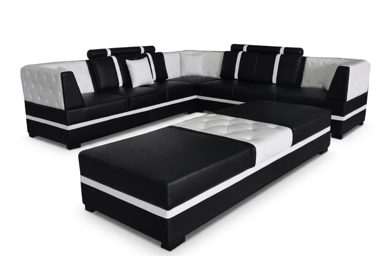 Eck Sofa Couch Wohnlandschaft Leder Couchen Polster Ecke Sitz Garnitur