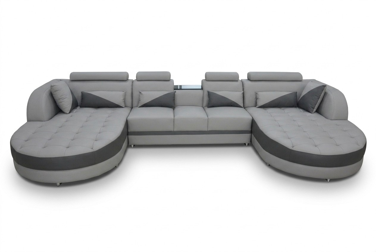 Eck Sofa Polster Couch Sitz Ecke Leder Garnitur U Form Wohnlandschaft