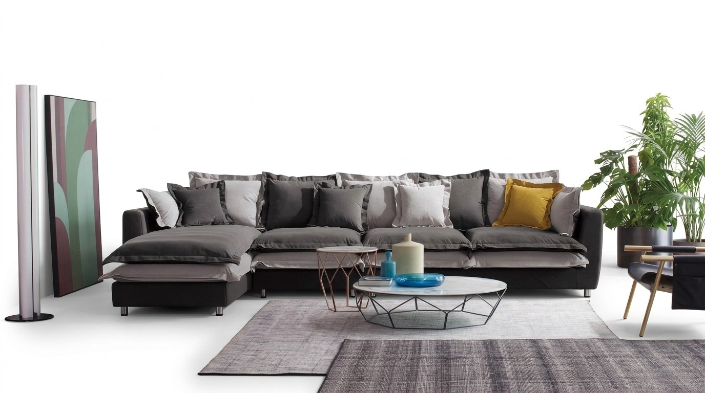 Eck Sofa Textil Sitz Polster Couch Garnitur Wohn Zimmer Landschaft Sofas