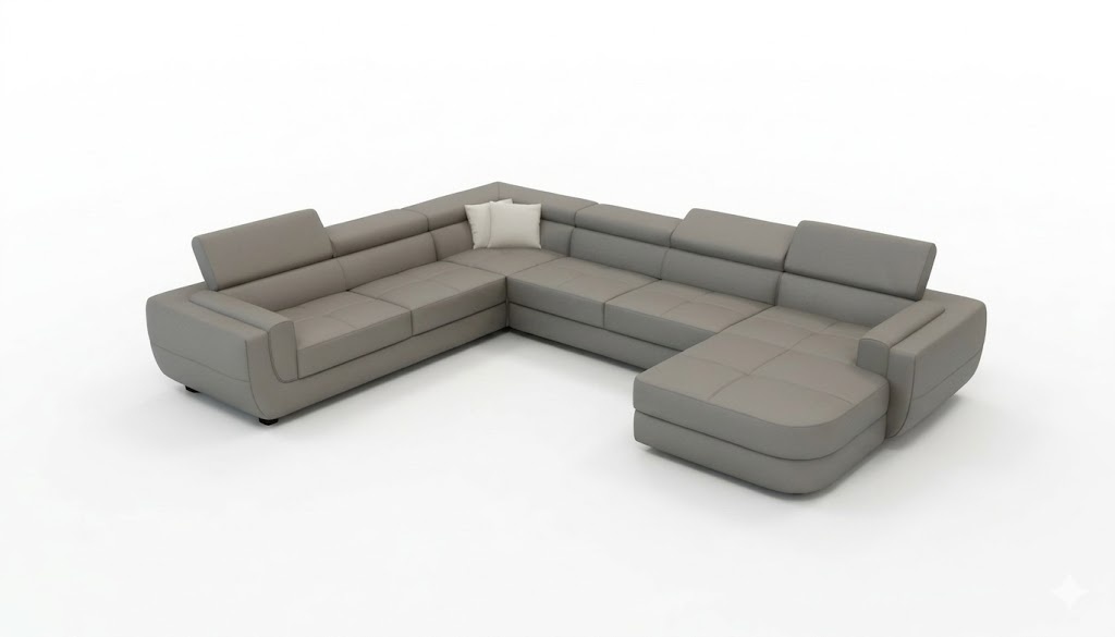 Eckcouch Ecksofa Wohnlandschaft Eckgarnitur Polster Sofa UForm Ledersofa Couch
