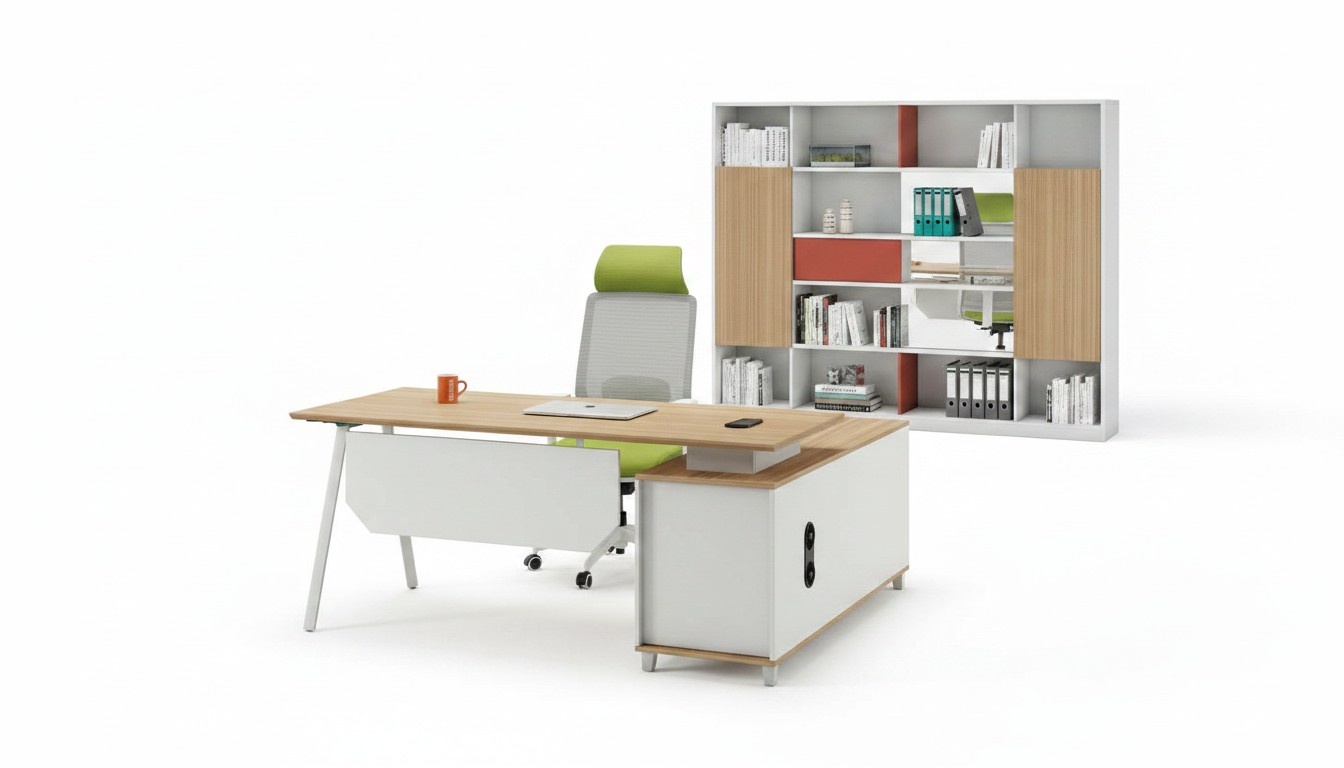 Ecke Schreibtisch Bürotisch Arbeitstisch Büro Tisch Weiß Holz Moderne