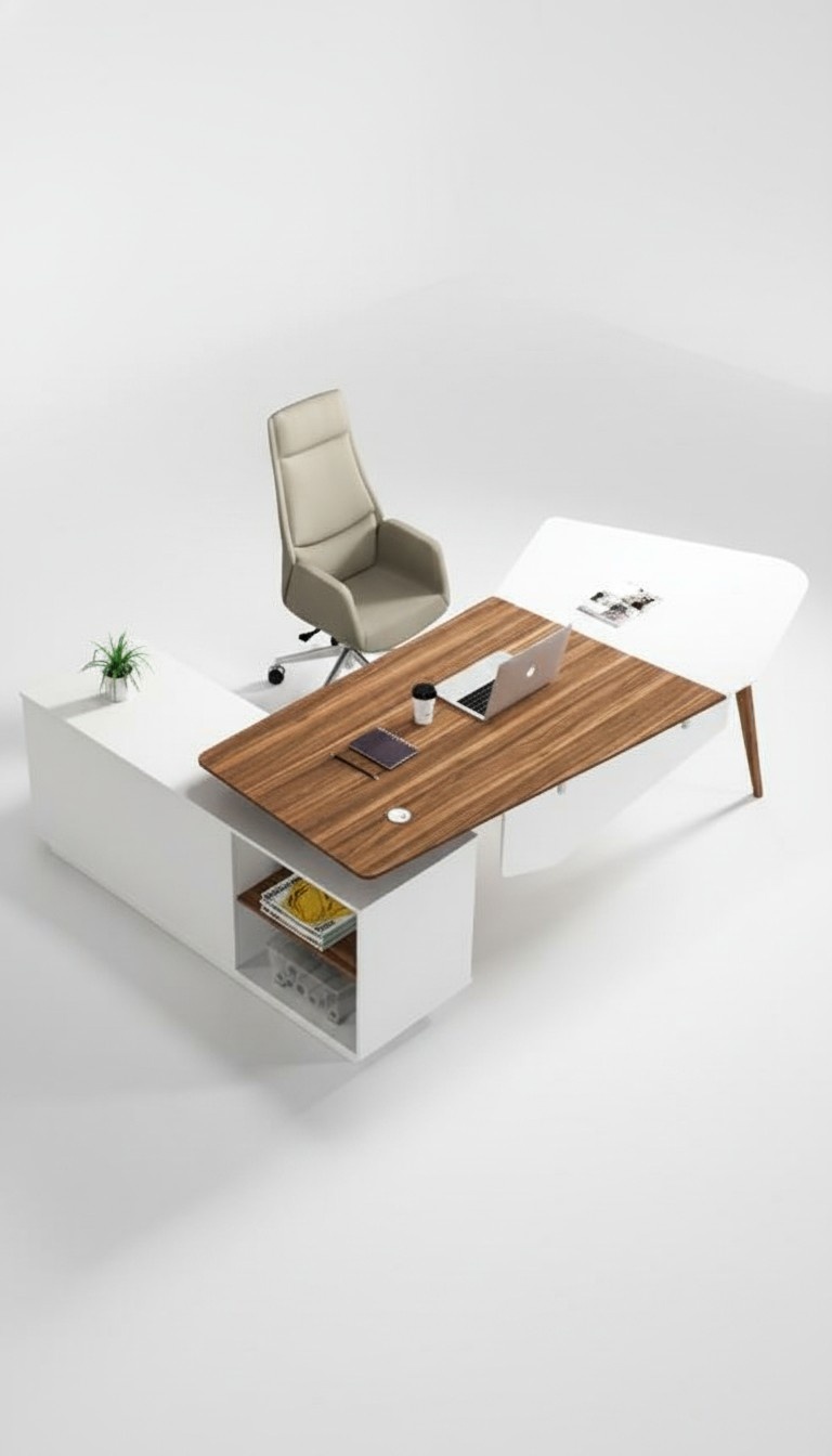 Ecke Schreibtisch Bürotisch Arbeitstisch Büro Tisch Weiß Holz Design