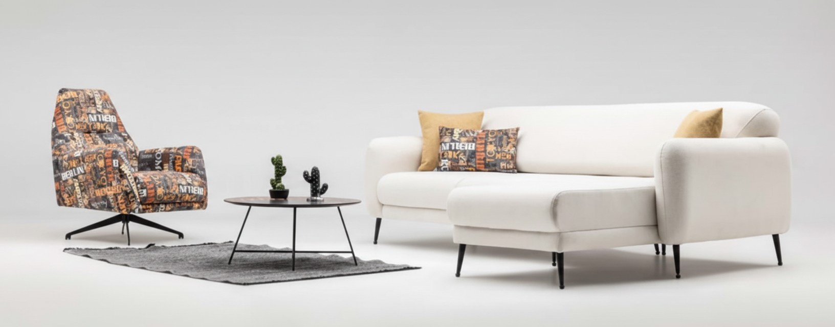 Eckgarnitur Ecksofa L form Stoffsofa Couch Sofa Beige Drehsessel Set