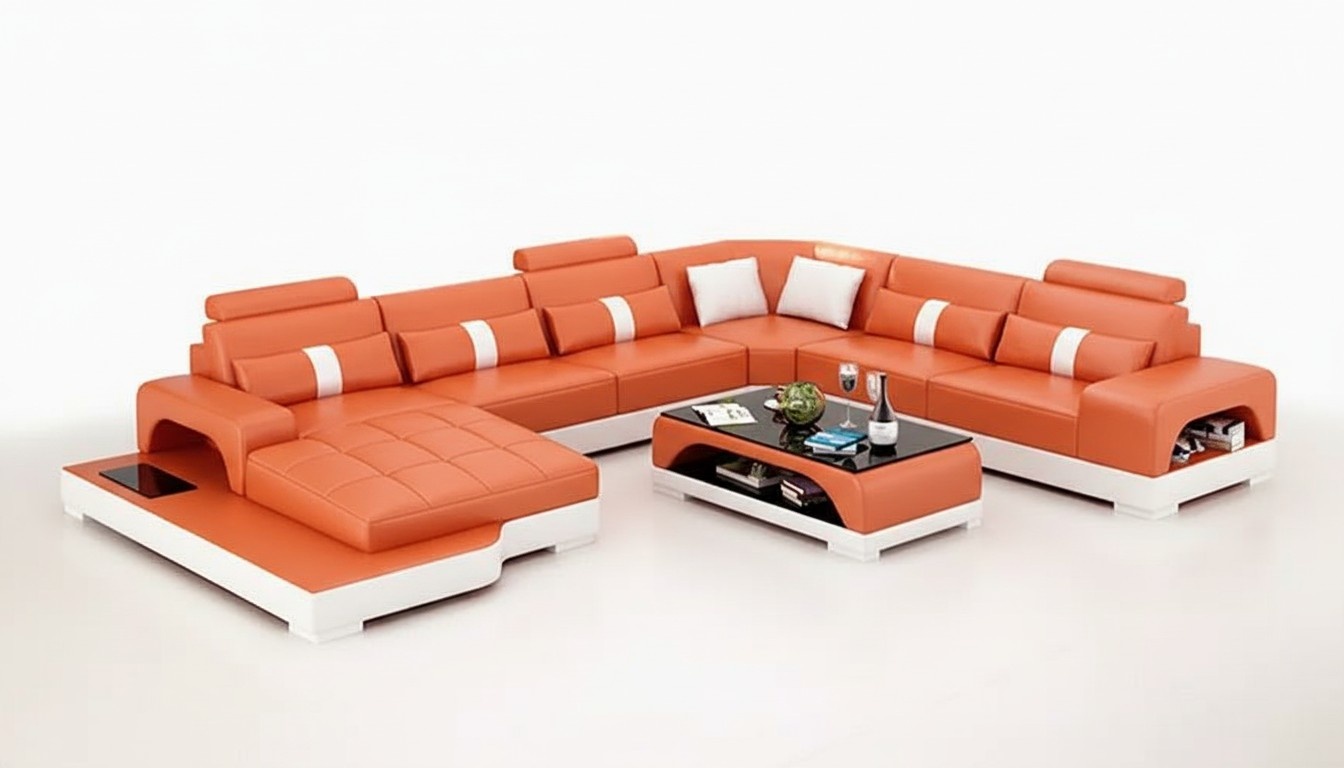 Eckgarnitur Sofa Polster Eckgruppe Wohnlandschaft Ledersofa Couchen