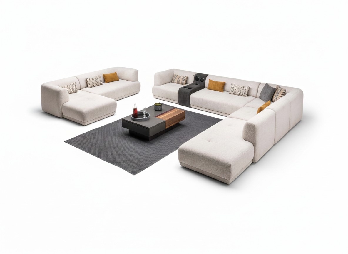 Eckgarnitur Wohnlandschaft Große Sofas L form Polstersofa Couch Stoff