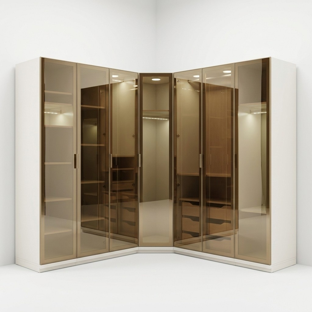 Eckkleiderschrank modern getöntes Glas Schlafzimmer groß Design