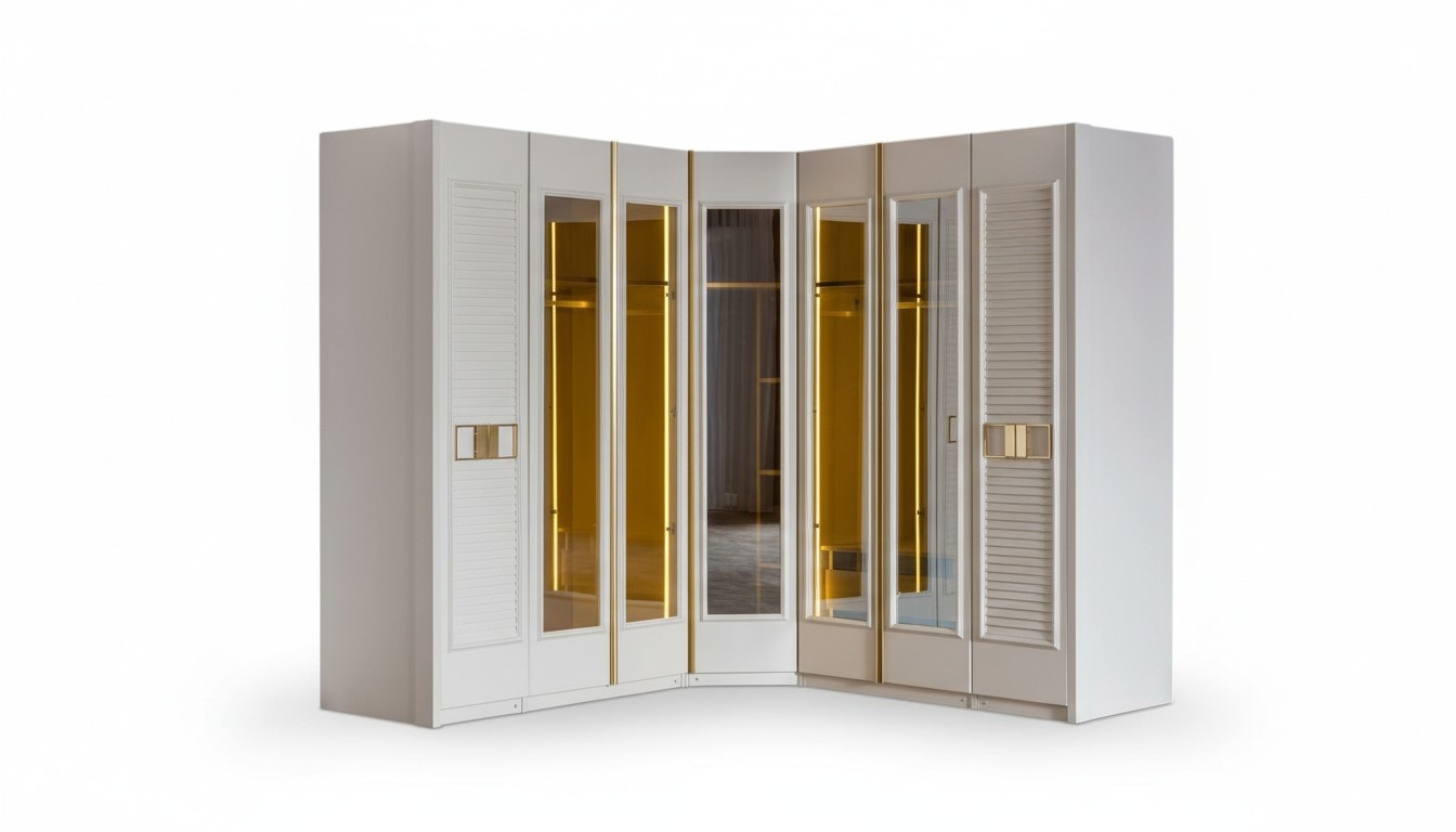 Eckschrank Weiß Holz Modern Elegant Stauraum Möbel