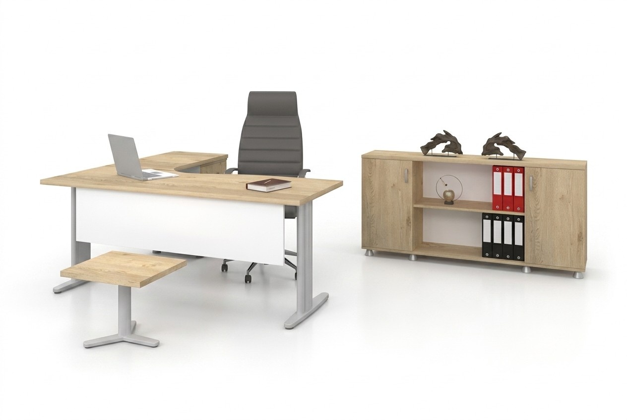 Eckschreibtisch Büro Arbeitszimmer Modern Komplett Set Möbel 3tlg
