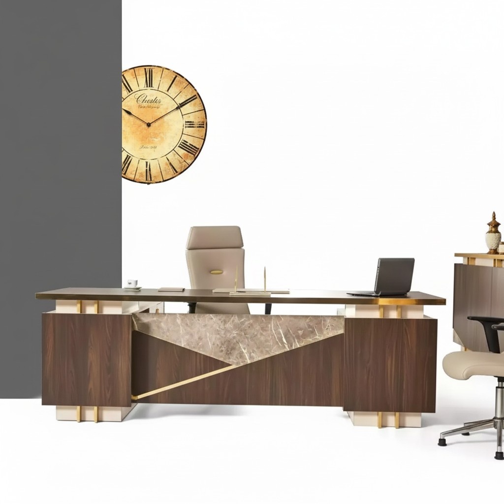 Eckschreibtisch Luxus Edelstahlmöbel Arbeitszimmer Büro Schreibtisch Neu