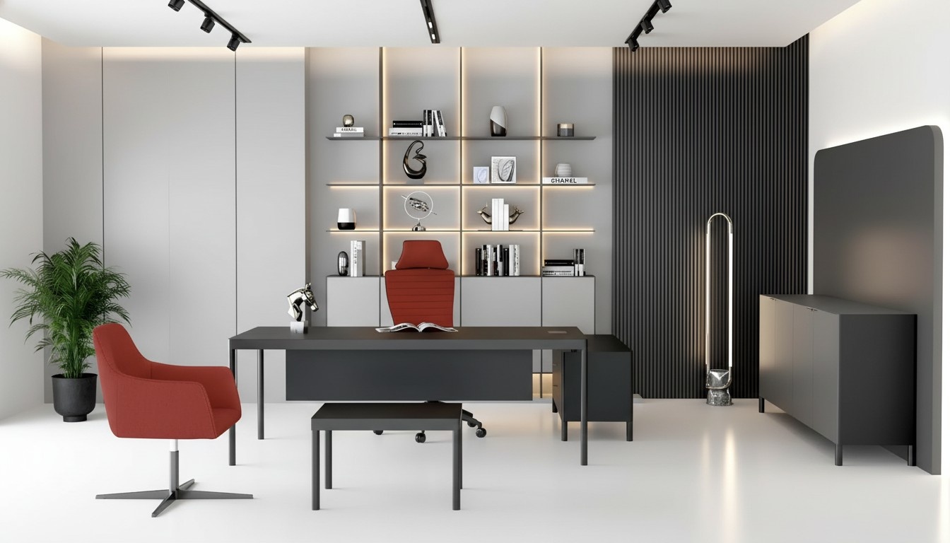 Eckschreibtisch Sideboard Couchtisch Arbeitszimmer Modern Holz Schwarz