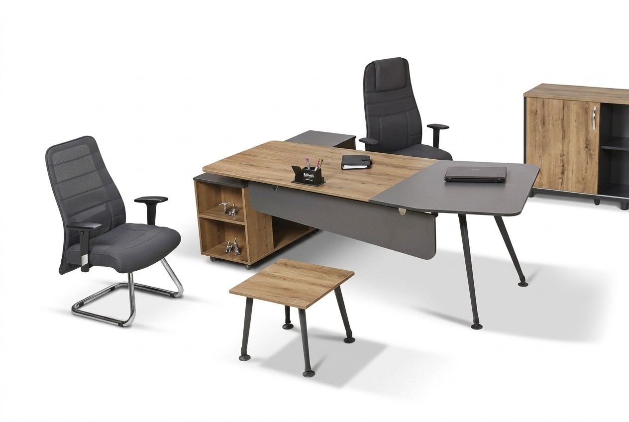 Eckschreibtisch Tisch Büro Tische Schreibtische 2tlg Möbel Chefschreibtisch