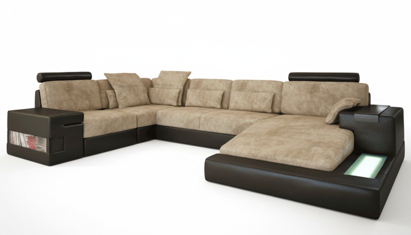 Ecksofa Big Wohnlandschaft Couch Sofa Polster Sitz Leder U Form Wohnzimmer Neu